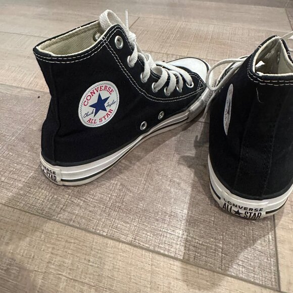 CONVERSE YOUTH SIZE 2 BLACK HIGH TOP SNEAKERS SHOES - Picture 7 of 9